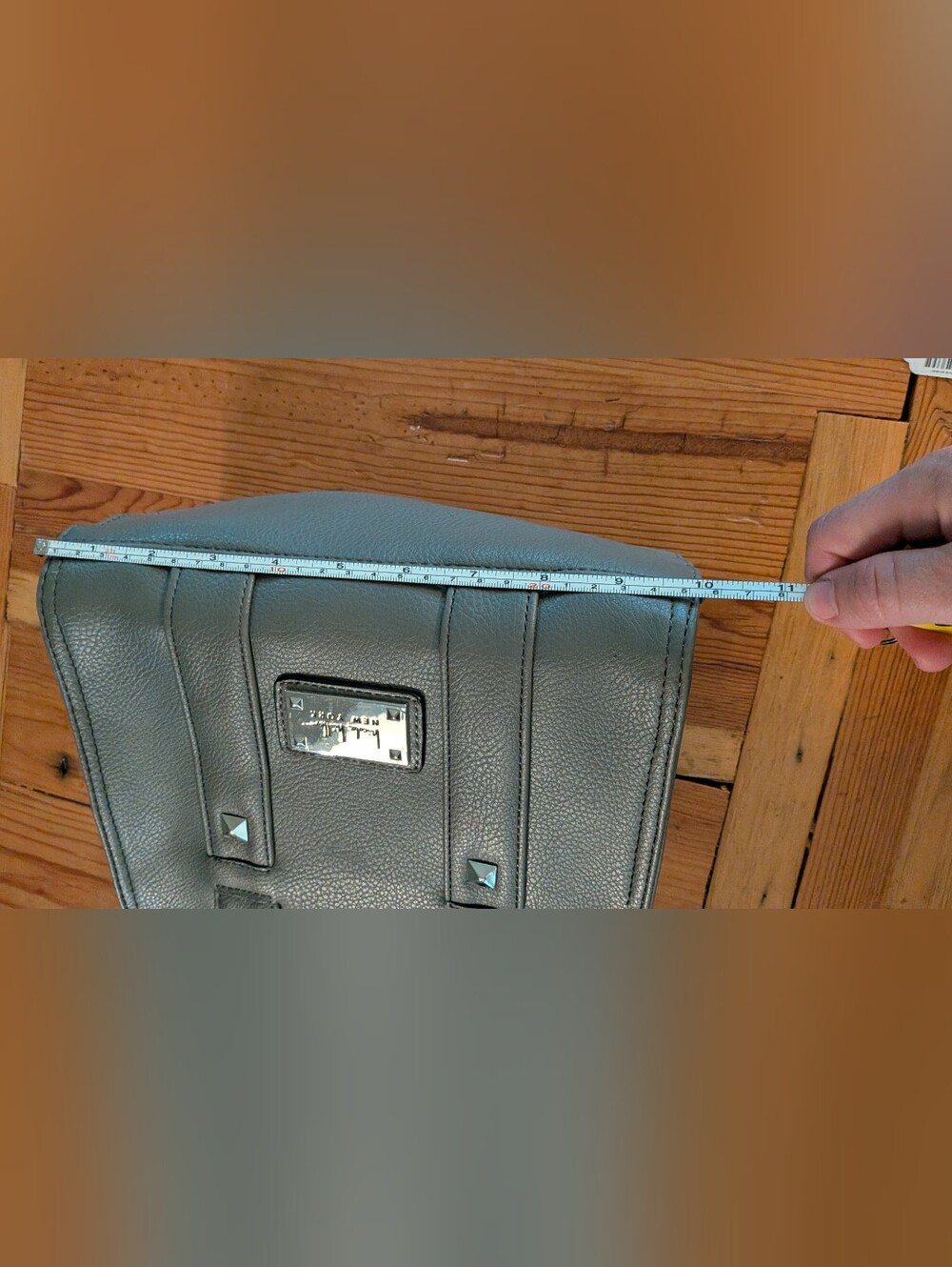Nicole Miller Grey Studded Structured Satchel Tote Bag - Picture 15 of 16